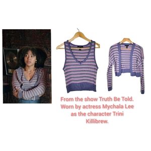 Forever 21 Striped Cardigan Sweater in Purple Size XS